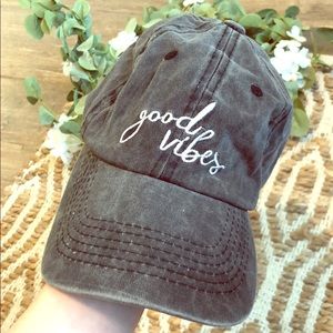 Good Vibes Distressed Fabric Hat